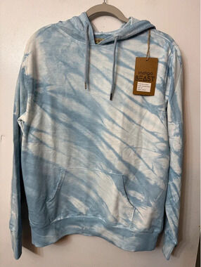 NWT Indigo Beast Blue & White Tie-Dye Hoodie Size Medium